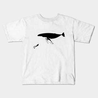 whale and diver meet together Kids T-Shirt